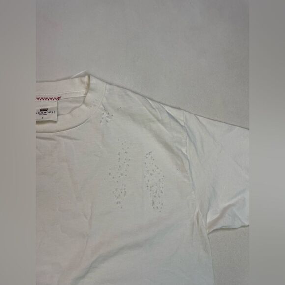 MOOJIMOOJI Distressed T-shirt Women Small Oversized White Short Sleeve - Picture 2 of 8